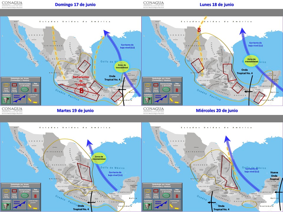 Continuarán lluvias y tormentas en gran parte del país - pronostico-del-tiempo-domingo