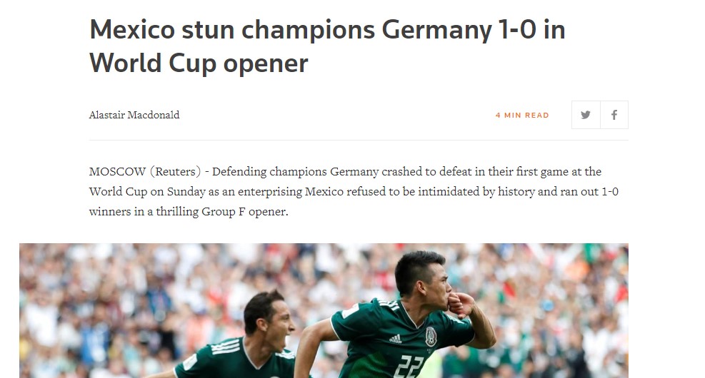 Así reaccionaron los medios internacionales con la victoria de México - reacciones-medios-internacionales-reuters