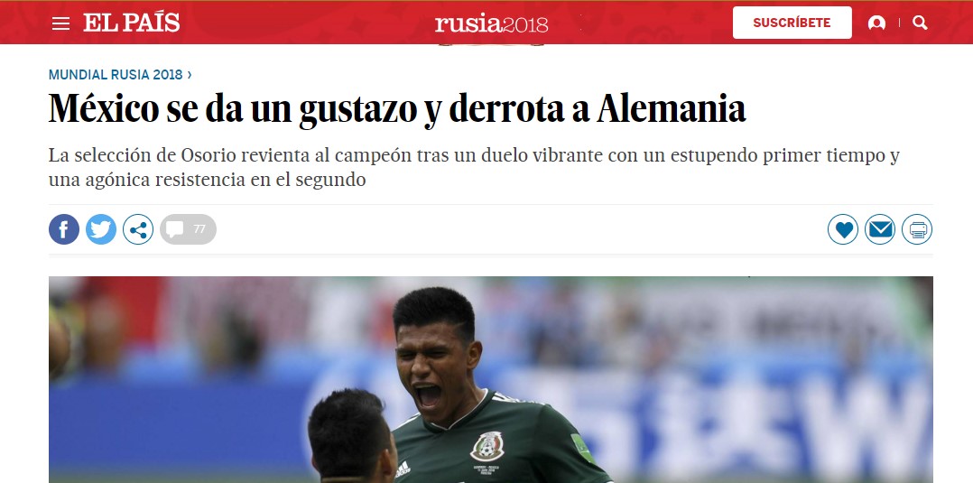 Así reaccionaron los medios internacionales con la victoria de México - reacciones-medios-mexico-alemania-el-pais