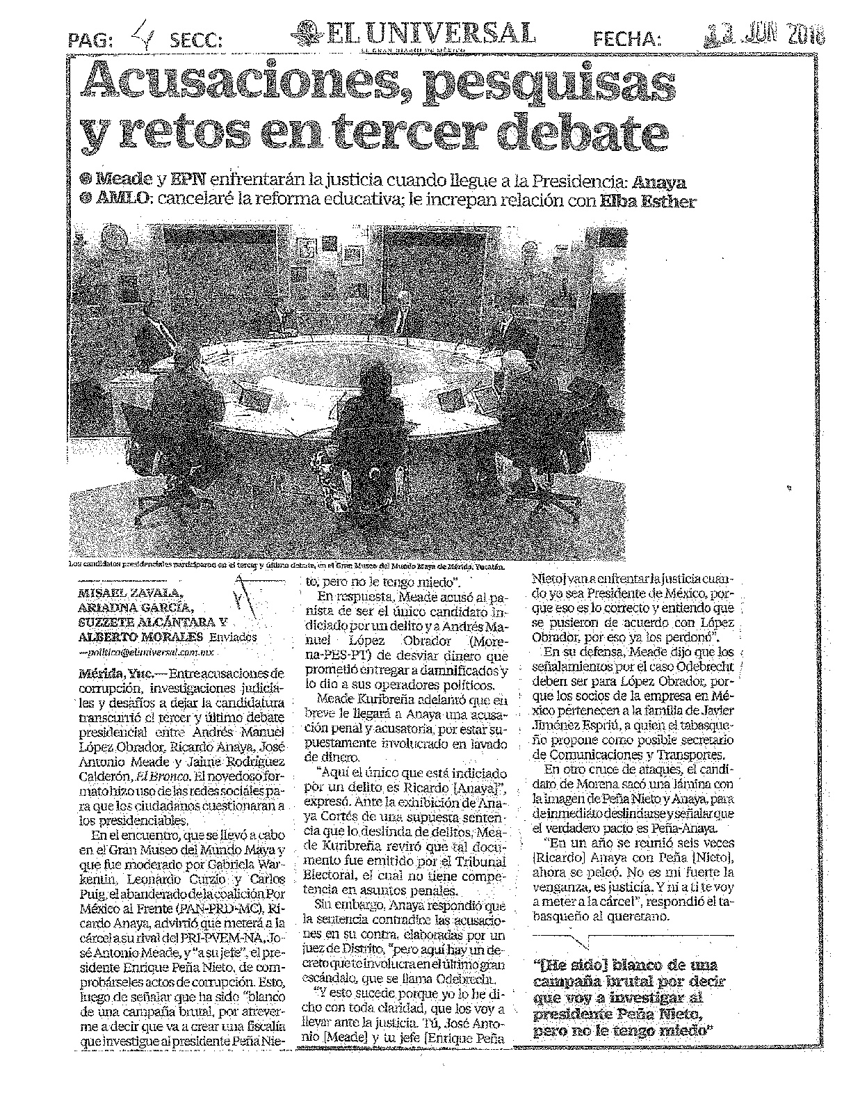 Todo lo que publicaron los periódicos del Tercer Debate Presidencial - tercer-debate-presidencial-mie-13-jun-2018-018