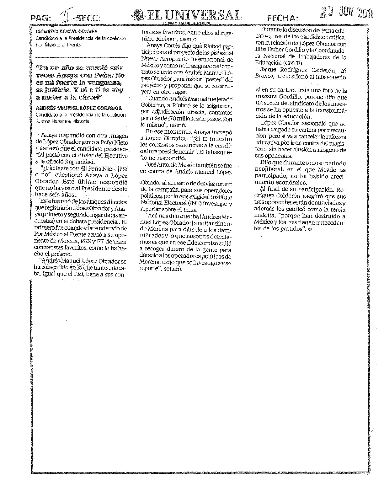 Todo lo que publicaron los periódicos del Tercer Debate Presidencial - tercer-debate-presidencial-mie-13-jun-2018-019