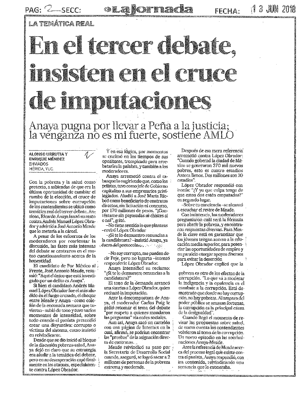 Todo lo que publicaron los periódicos del Tercer Debate Presidencial - tercer-debate-presidencial-mie-13-jun-2018-026