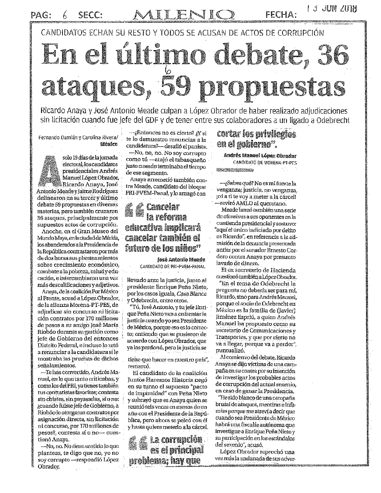 Todo lo que publicaron los periódicos del Tercer Debate Presidencial - tercer-debate-presidencial-mie-13-jun-2018-033