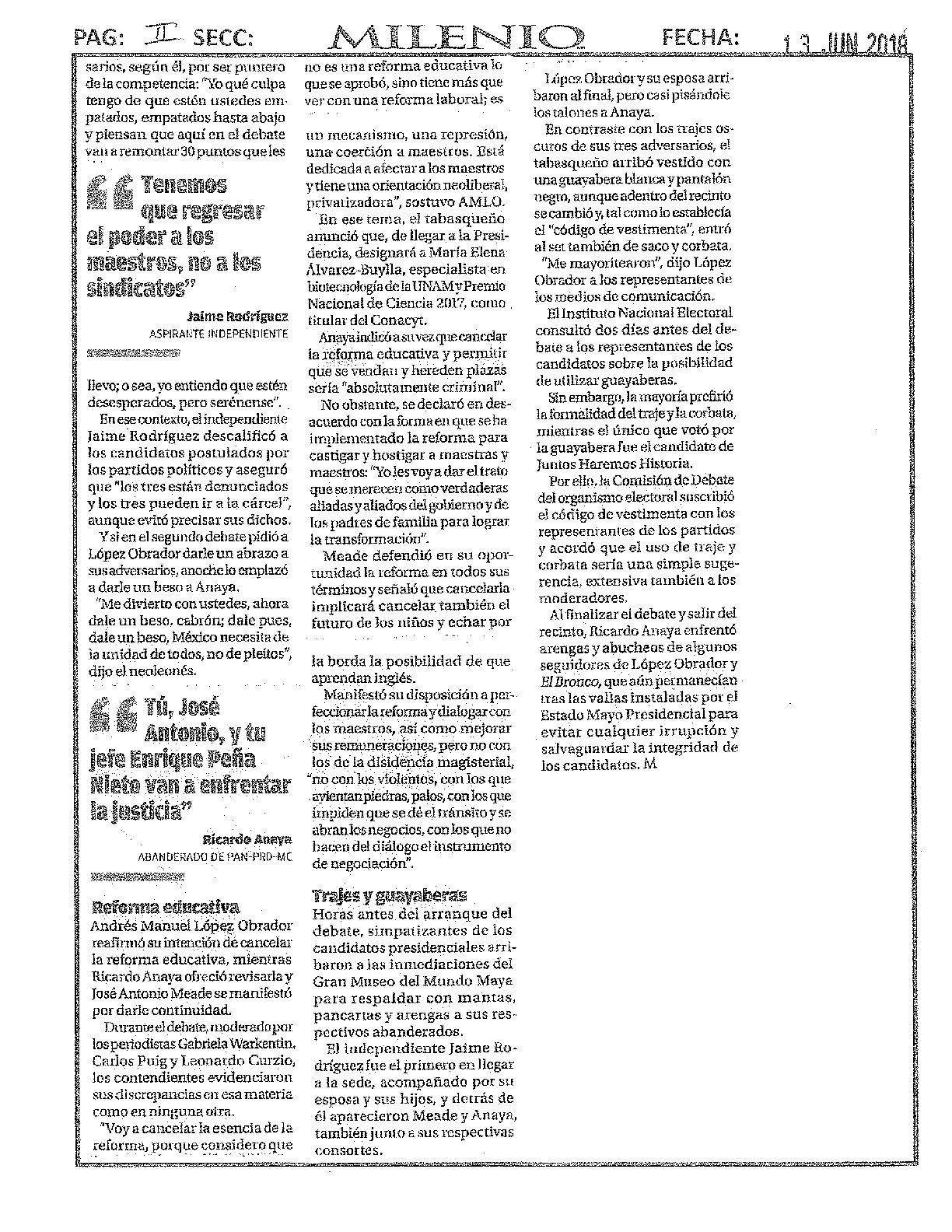 Todo lo que publicaron los periódicos del Tercer Debate Presidencial - tercer-debate-presidencial-mie-13-jun-2018-034