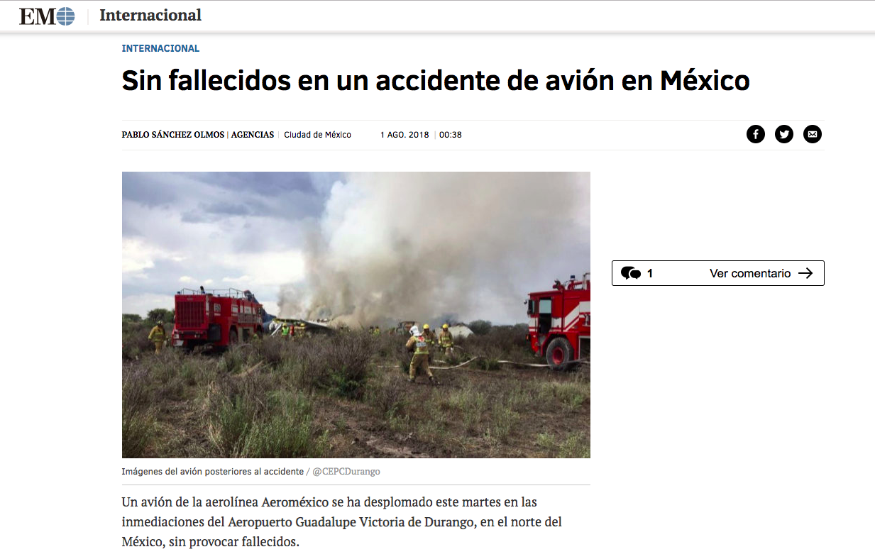 La reacción de los medios internacionales tras accidente aéreo en Durango - accidente-aereo-durango-el-mundo