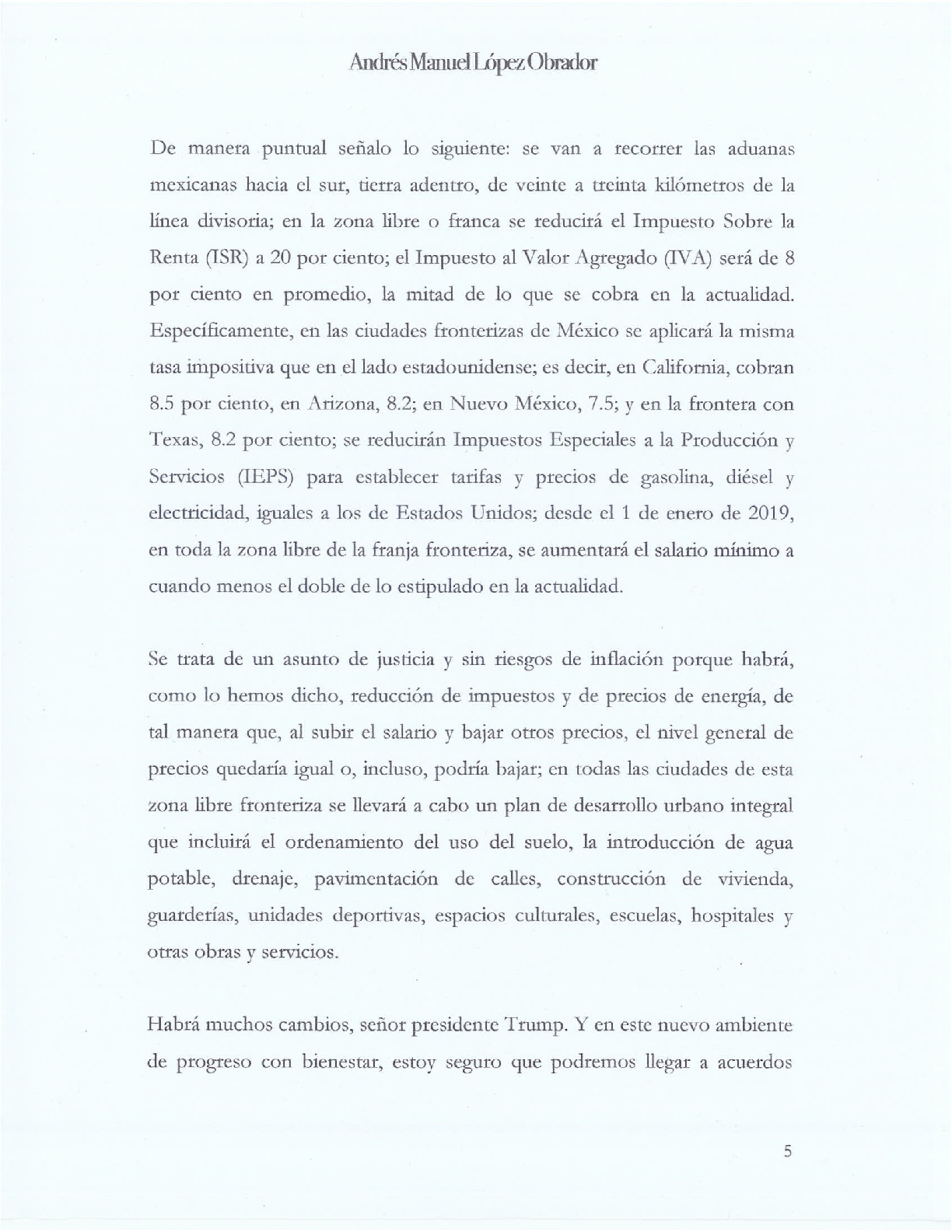 AMLO propone a Trump "iniciar una nueva etapa" en las relaciones bilaterales - carta-firmada-005