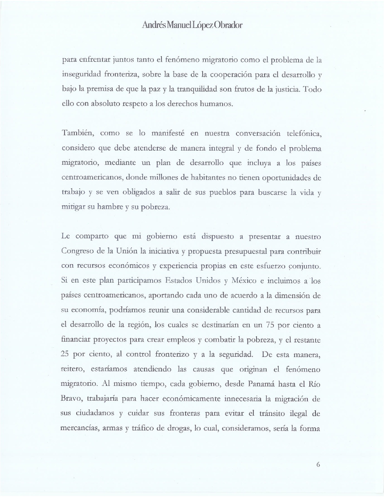 AMLO propone a Trump "iniciar una nueva etapa" en las relaciones bilaterales - carta-firmada-006