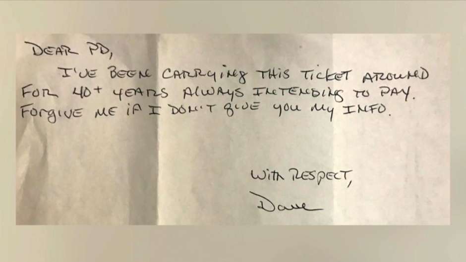 Hombre paga boleto de estacionamiento 44 años después - carta-pago-estacionamiento