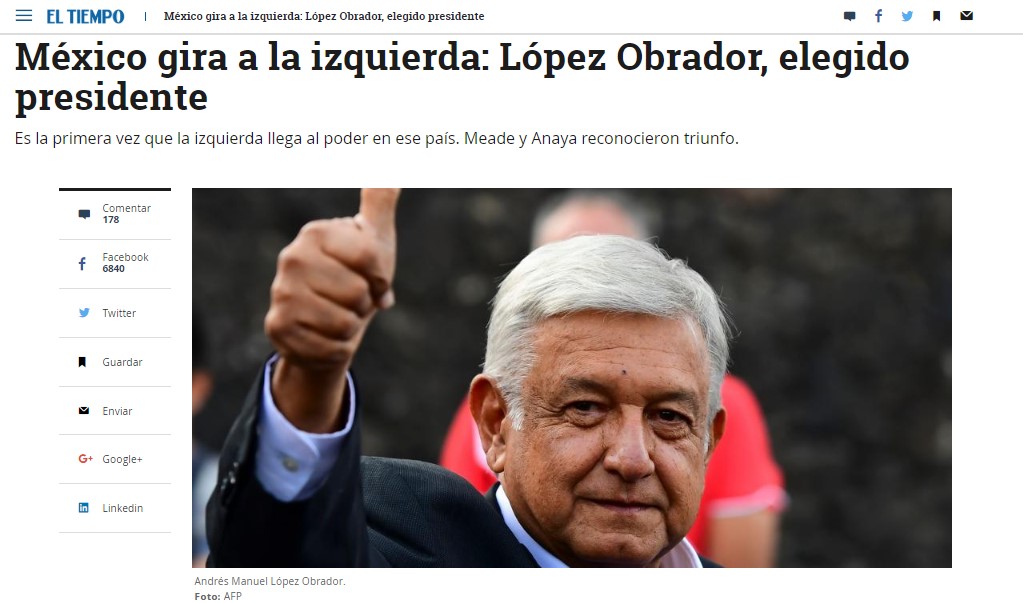 Medios internacionales se pronuncian sobre cantada victoria de AMLO - el-tiempo