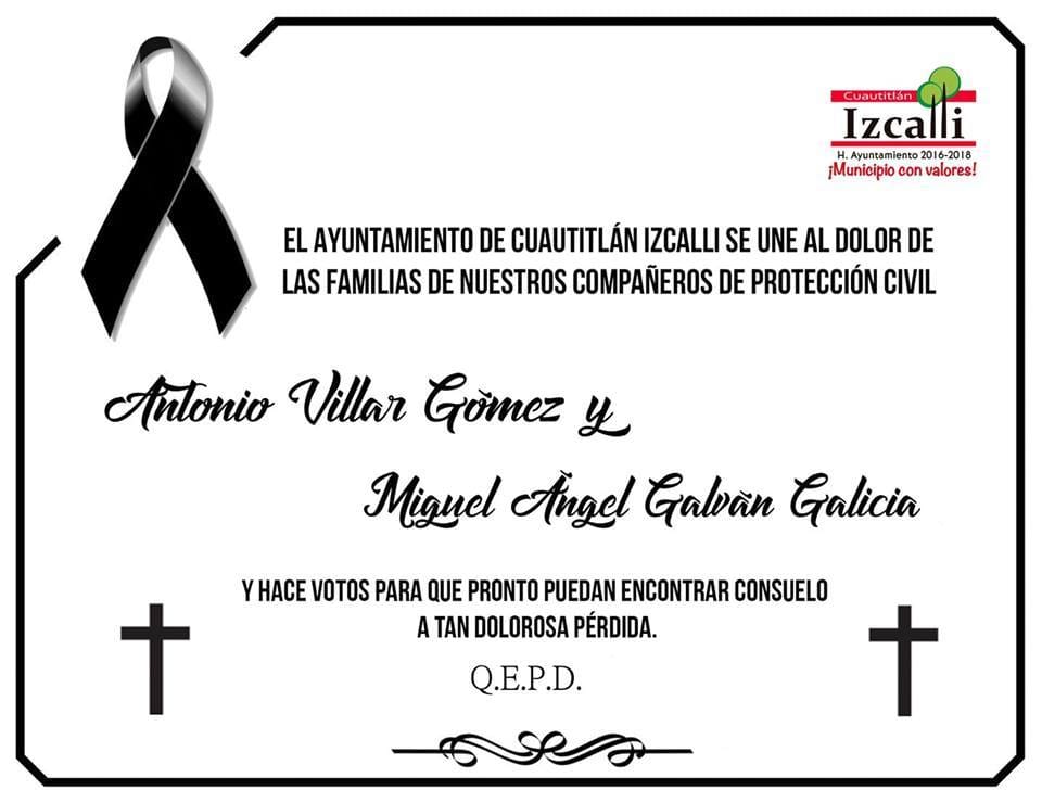 Asesinan a dos elementos de Protección Civil en Cuautitlán - esquela-asesinatos-cuautitlan