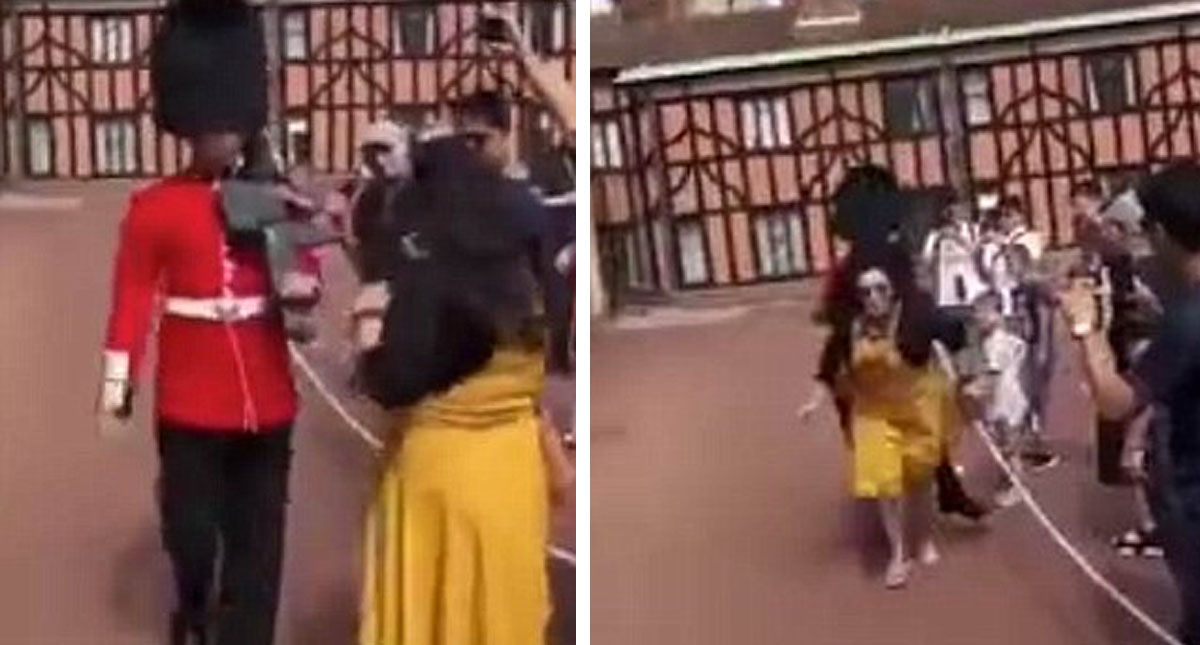 #Video Guardia real de Windsor empuja a turista