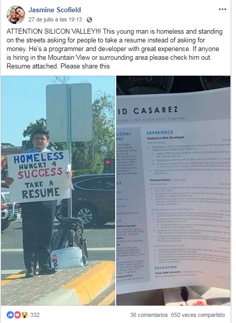 Indigente recibe más de 200 ofertas de trabajo - indigente-trabajo-facebook