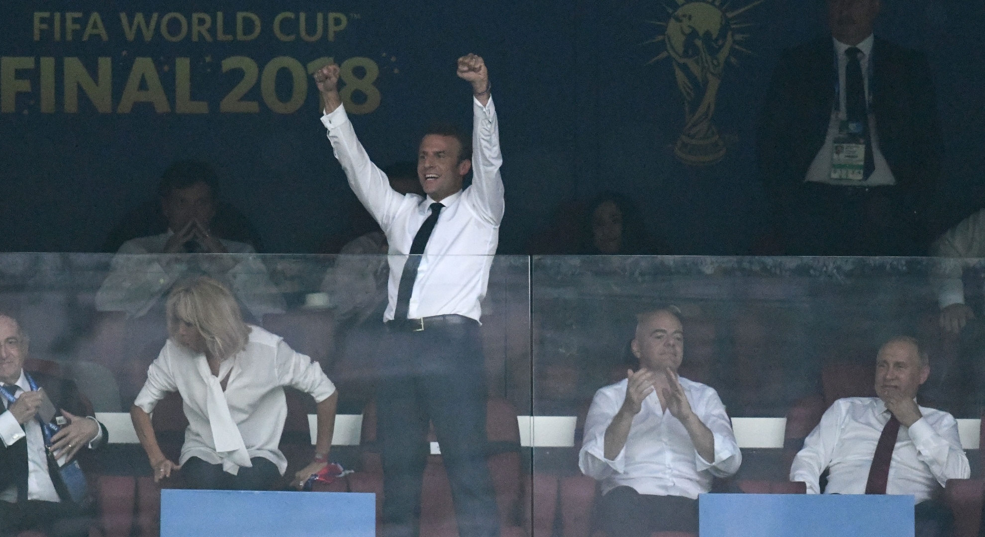 El festejo de Emmanuel Macron en el Mundial