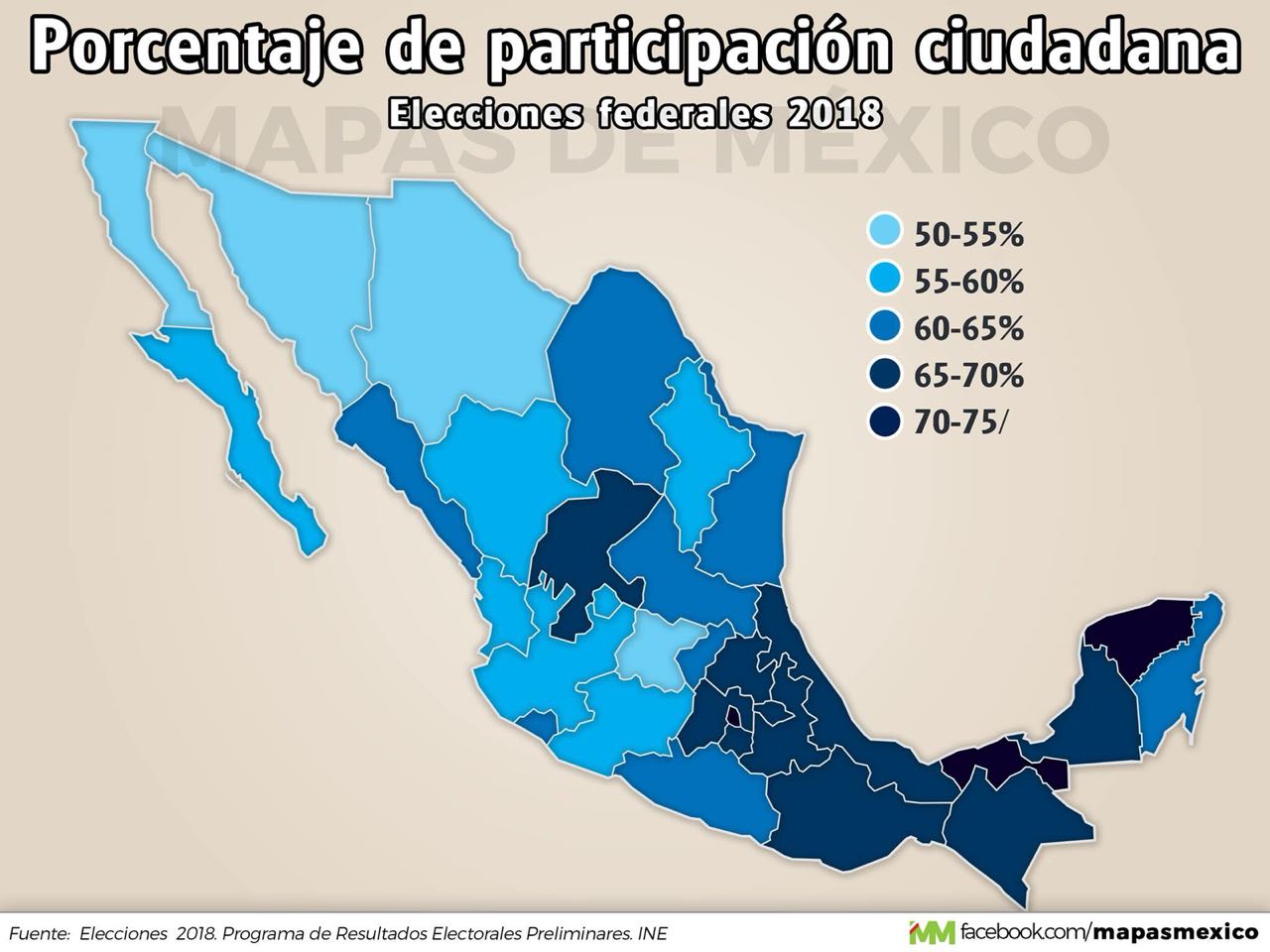 Los estados con mayor participación ciudadana - mapa-elecciones-participacion
