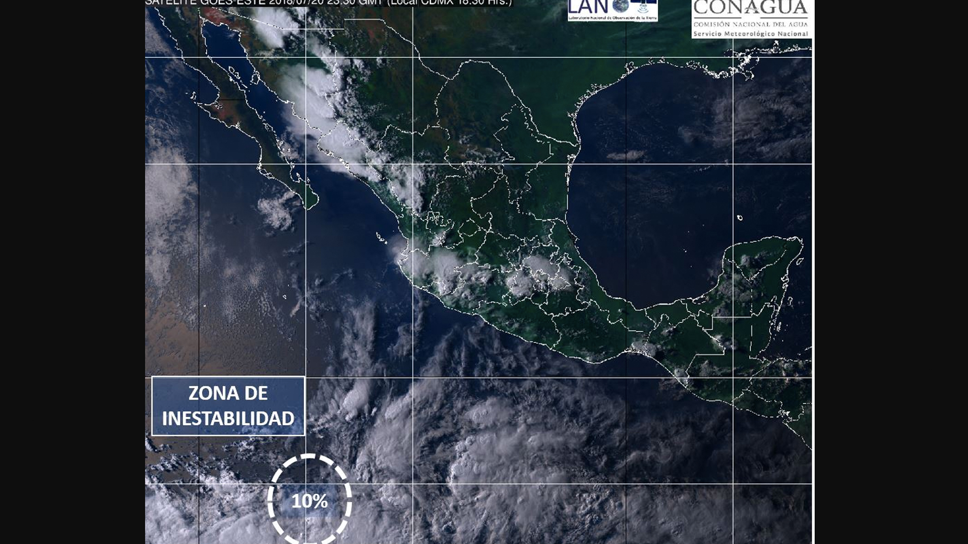 SMN alerta por zona de inestabilidad en el Pacífico con potencial ciclónico