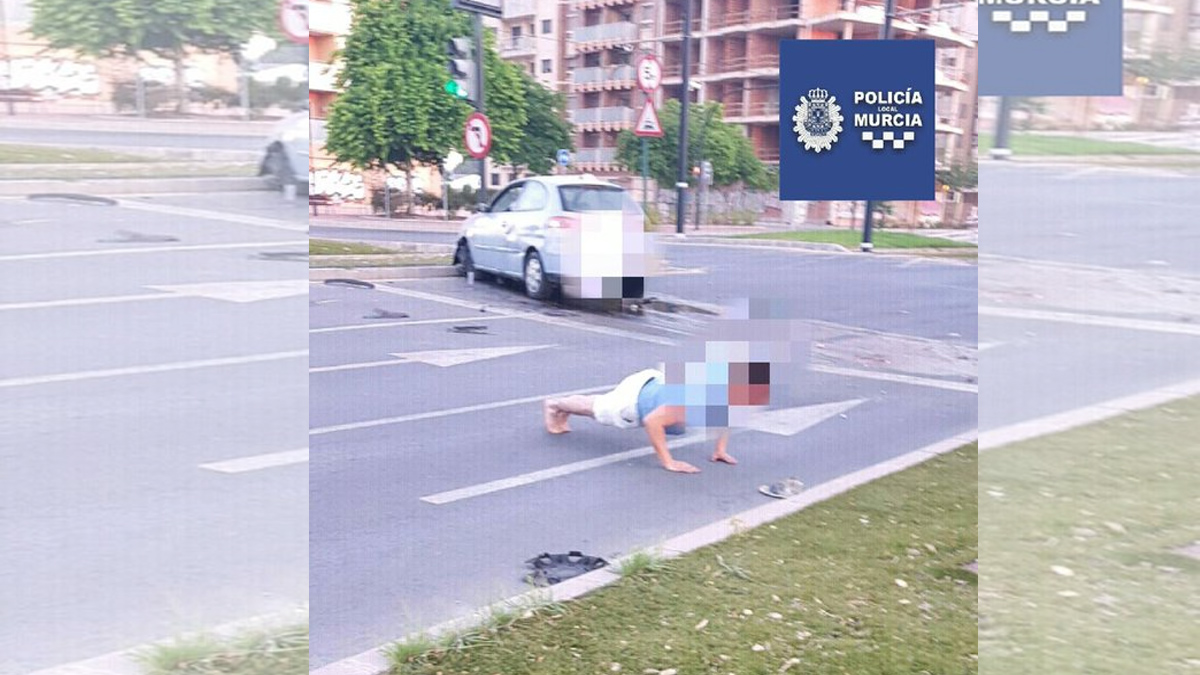 Hombre alcoholizado intenta evitar su detención haciendo lagartijas