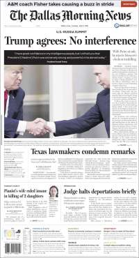 Papa Francisco, Trump y Putin en primeras planas - portadas-17-jul-dallas