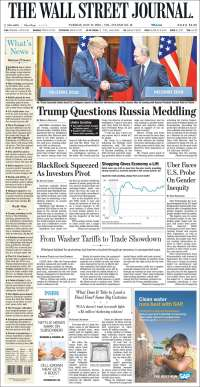 Papa Francisco, Trump y Putin en primeras planas - portadas-17-jul-wsj