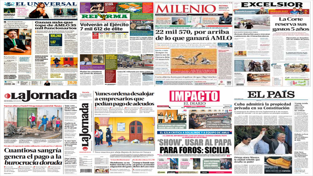 AMLO, Trump y Rusia en primeras planas