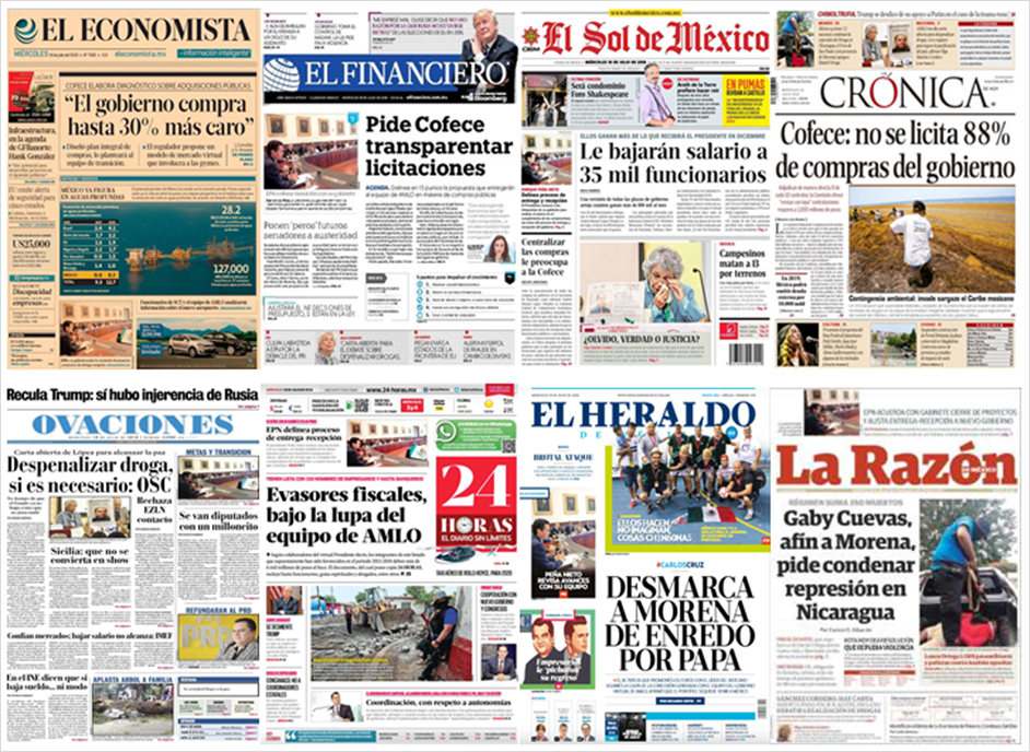 AMLO, Trump y Rusia en primeras planas - portadas-18-de-julio2