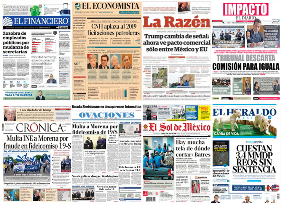 Trump y Google en primeras planas - portadas-19-jul2