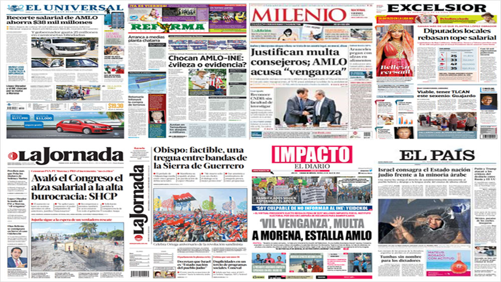 AMLO, INE, Trump y Putin en primeras planas