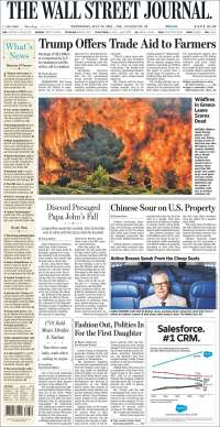 AMLO, TLC, Trump y Grecia en primeras planas - portadas-25-jul-wsj