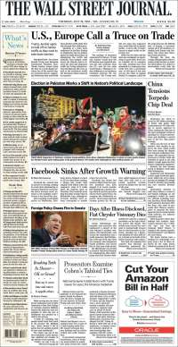 TLC, EE.UU. y UE en primeras planas - portadas-26-jul-wsj