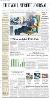 TLC y Zimbabwe en primeras planas - portadas-30-jul-wsj
