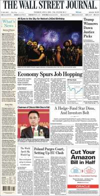 AMLO, empresarios, Trump y Corea del Norte en primeras planas - portadas-5-jul-wsj