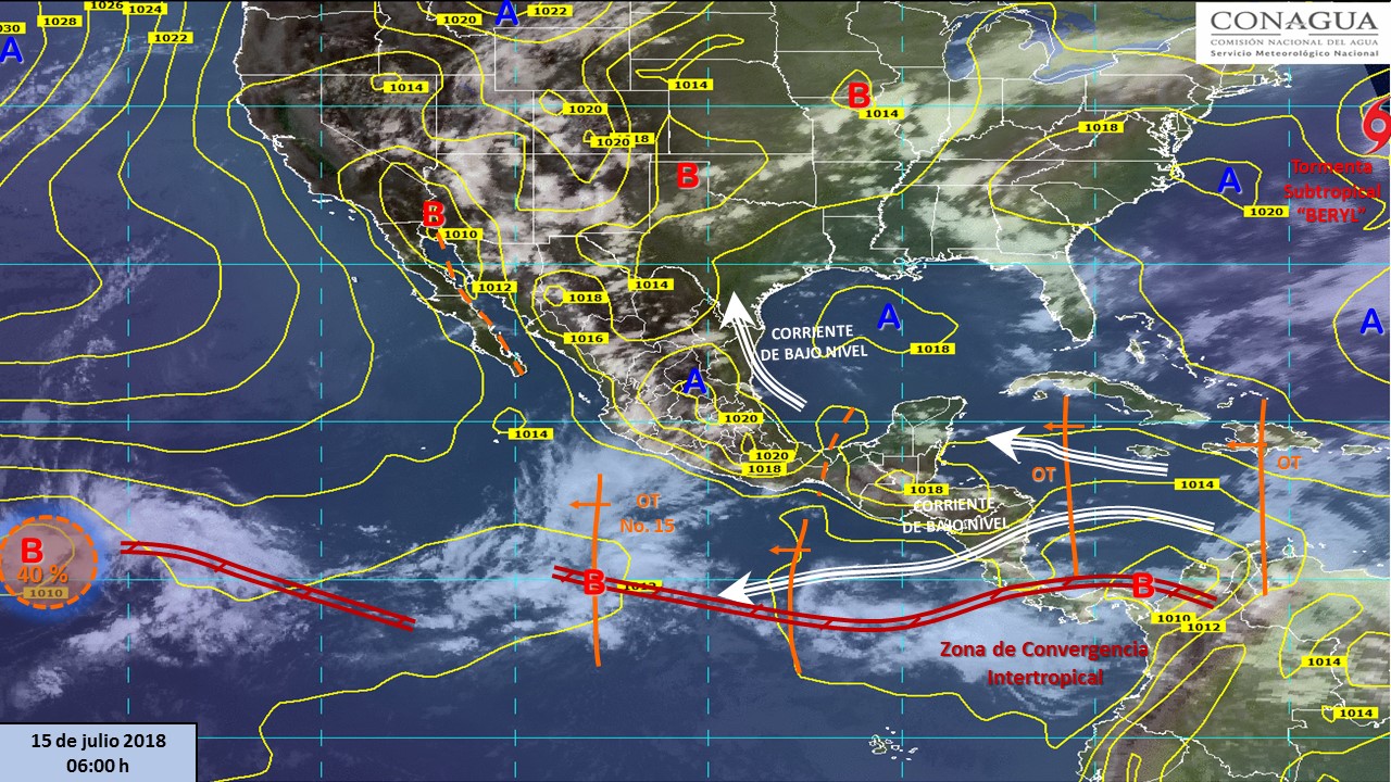 Continuarán las tormentas en gran parte del país - pronostico-15-de-julio-2