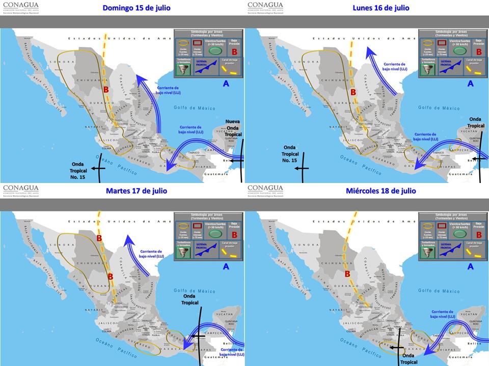 Continuarán las tormentas en gran parte del país - pronostico-15-julio