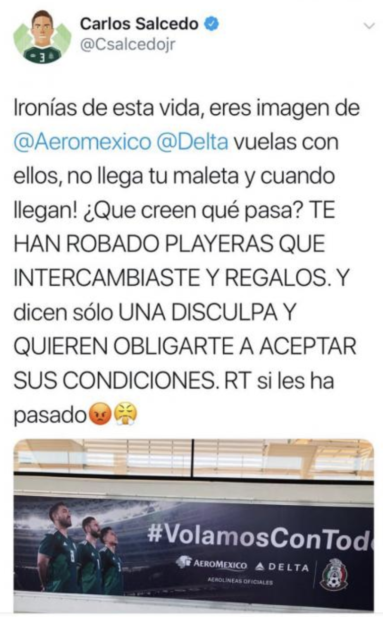 Carlos Salcedo reclama maleta perdida a aerolíneas que usan su imagen - salcedo-aerolineas