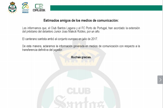 Santos Laguna niega la venta de Joao Maleck - santos-joao-maleck