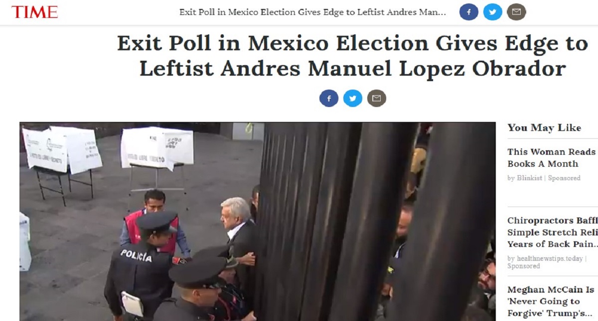 Medios internacionales se pronuncian sobre cantada victoria de AMLO - time