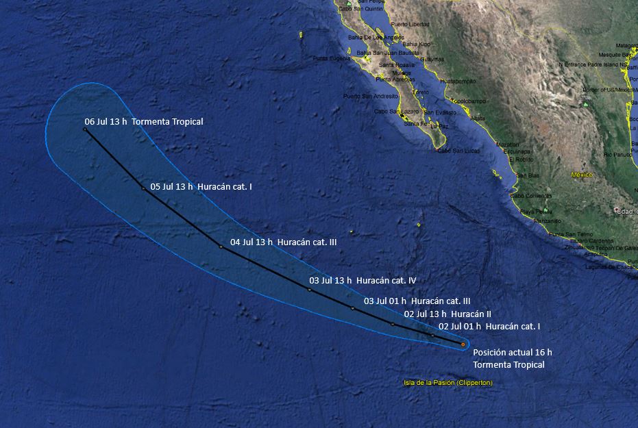 Se forma la tormenta Fabio al sur de Jalisco - tormenta-fabio-trayectoria