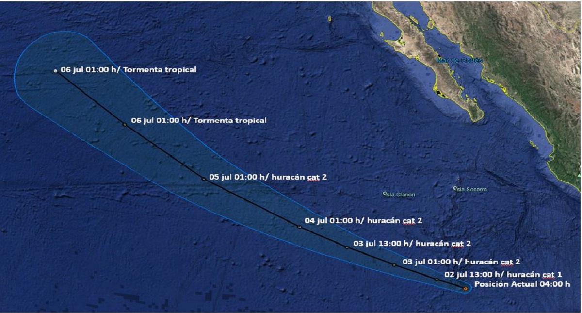 Tormenta tropical Fabio se intensifica en costas de Jalisco - tormenta-tropical-fabio-trayectoria