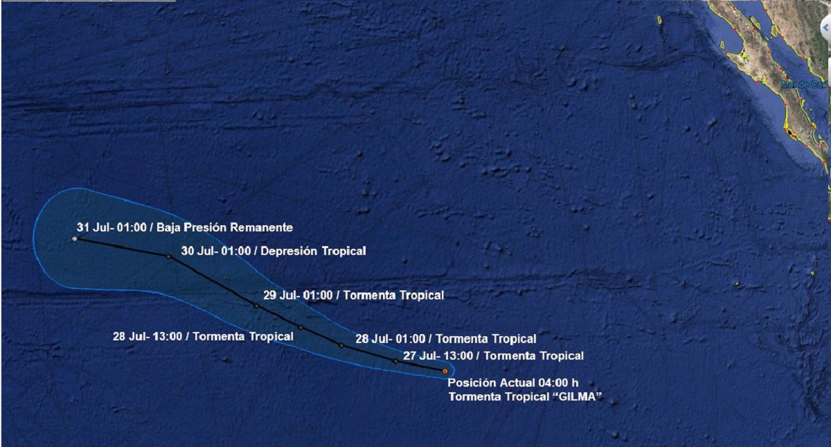 Surge tormenta tropical "Gilma" al suroeste de Baja California Sur - tormenta-tropical-gilma