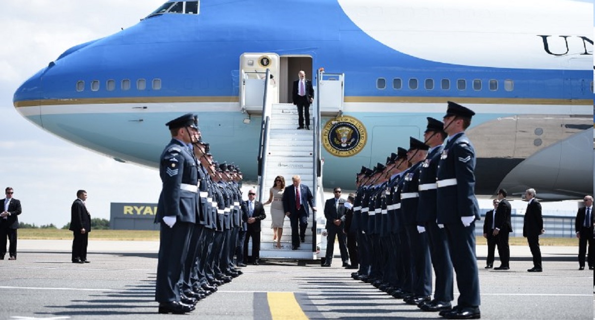 Donald Trump inicia visita de cuatro días en Londres - trump-avion-londres