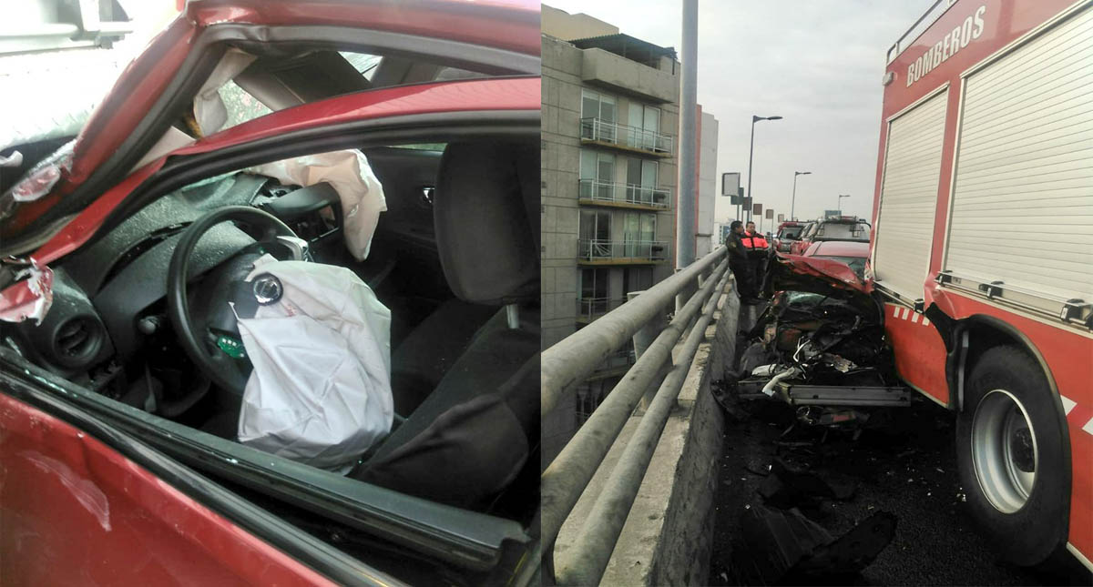 Automovilista choca camión de bomberos en segundo piso del Periférico - automovilista-choca-camion-de-bomberos-en-2do-piso-del-periferico