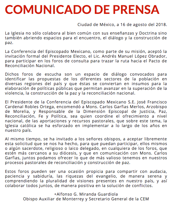El Episcopado Mexicano participará en foros de pacificación - captura-de-pantalla-2018-08-17-a-las-091728