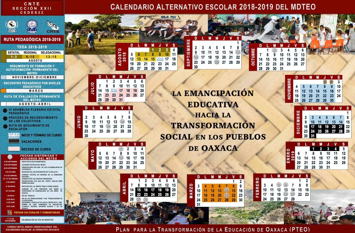 Exigirá CNTE a Esteban Moctezuma implementar modelo educativo alternativo - cnte-calendario-2018-2019