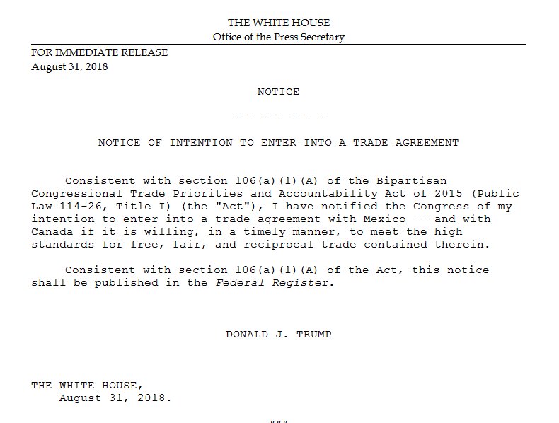 Conversaciones entre EE.UU. y Canadá concluyeron sin acuerdo - comunicado-casa-blanca-acuerdo-nafta