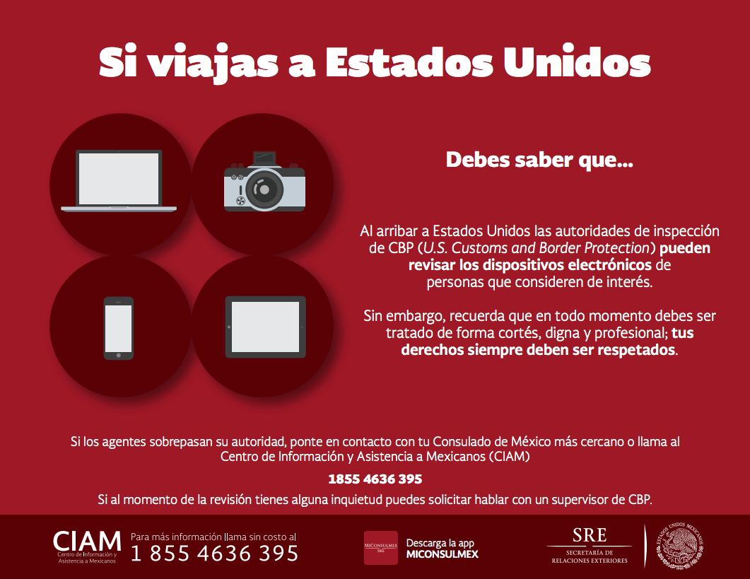Consejos de la SRE para viajar a Estados Unidos - dispositivos-electronicos-estados-unidos