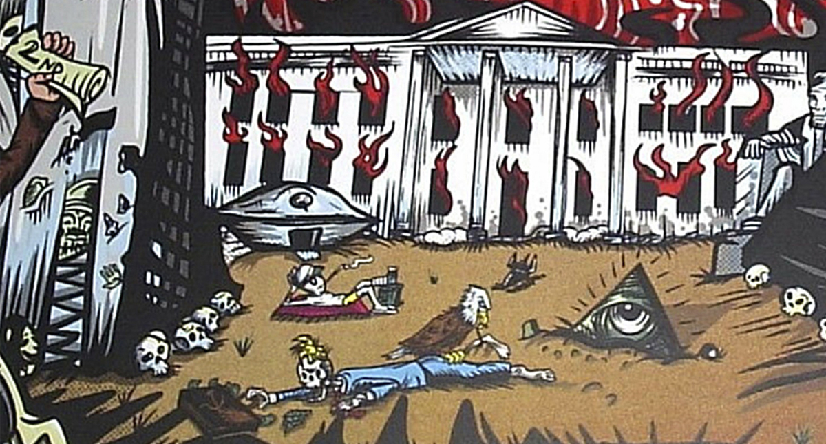 Republicanos condenan cartel de Pearl Jam con la Casa Blanca en llamas