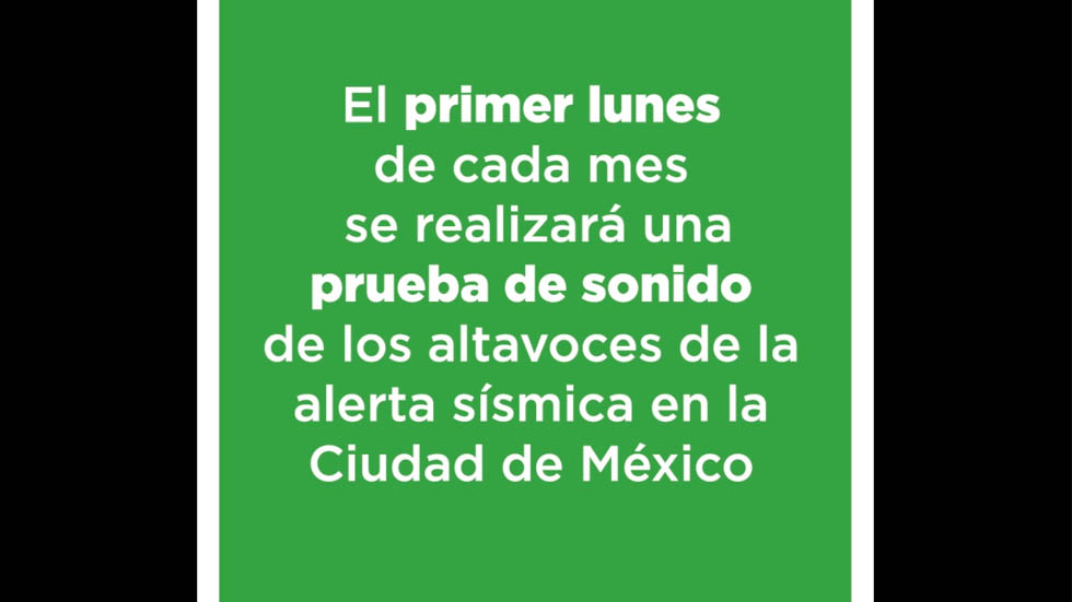 El primer lunes de cada mes se realizará prueba de sonido en altavoces de la alerta sísmica en la Ciudad de México