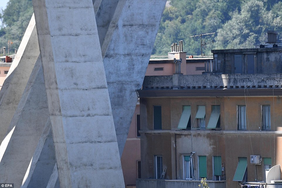 Las pruebas de la falla de diseño del puente colapsado en Italia - puente-genova-edificios