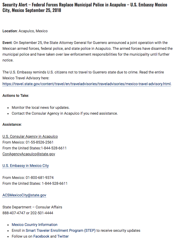 EE.UU. emite alerta de viaje a Acapulco - comuicado-estados-unidos