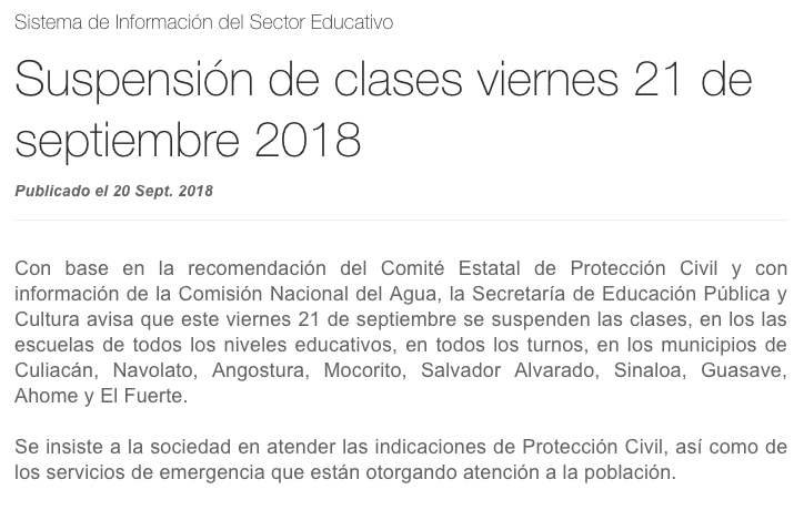 Suspenden clases en Sinaloa por inundaciones - comunicado-1
