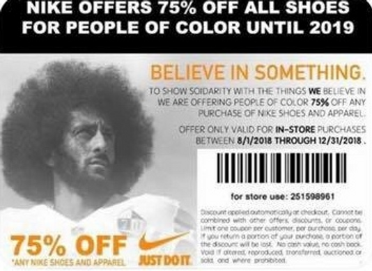 Falsos cupones de Nike con la cara de Kaepernick circulan por internet - cupones-colin-kaepernick